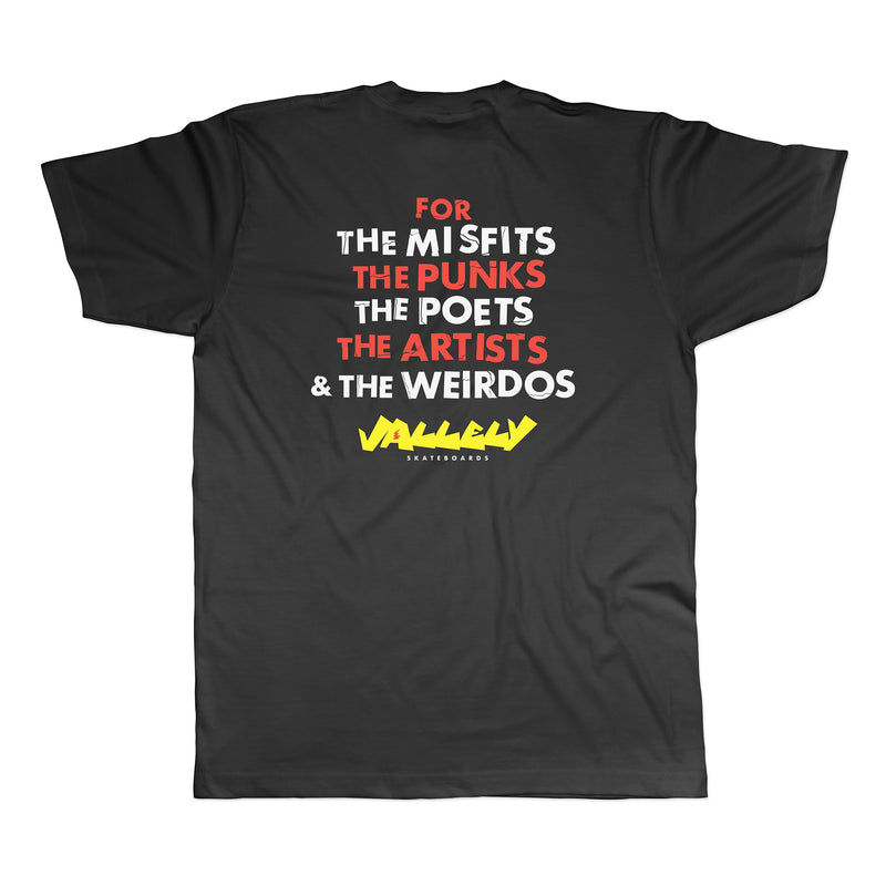 VALLELY SKATEBOARDS "MISFITS" T-SHIRT - X747X
