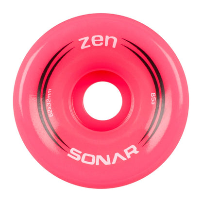 Sonar Zen Roller Skate Wheels 62mm 85a - Pink (4 Pack)