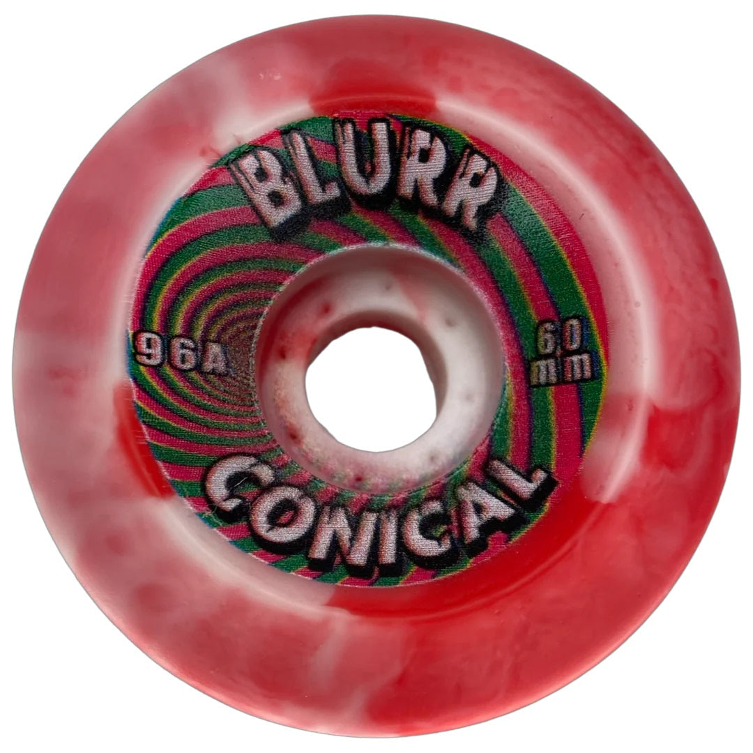 Blurr Conical Re-issue Wheels 60mm 96a - Red/White Swirls (Set of 4) - X747X