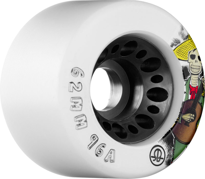 Rollerbones Day of The Dead Speed Wheel 62mm 96a - White (Set of 4) - X747X