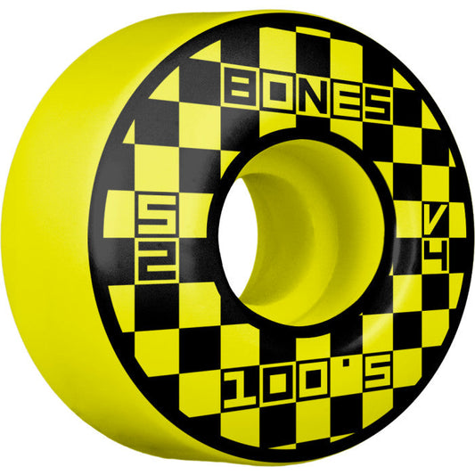 Bones OG 100's Block Party V4 Wide 52mm 100a Wheels - Yellow (Set of 4) - X747X