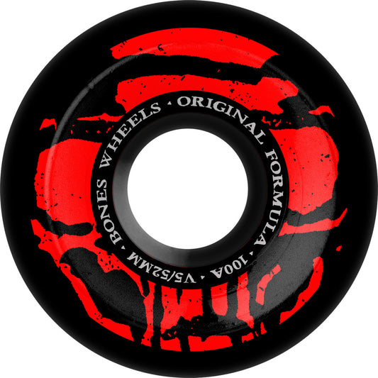 Bones OG Formula Mummy Skulls V5 Sidecut 52mm 100a Wheels - Black (Set of 4) - X747X