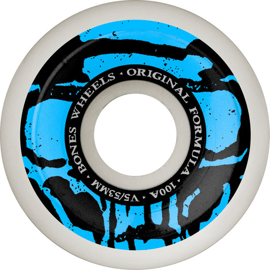 Bones OG Formula Mummy Skulls V5 Sidecut 53mm 100a Wheels - White (Set of 4) - X747X