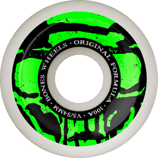 Bones OG Formula Mummy Skulls V5 Sidecut 54mm 100a Wheels - White (Set of 4) - X747X