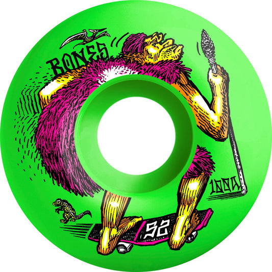 Bones OG Formula NEONderthal V4 Wide 52mm 100a Wheels - Green (Set of 4) - X747X