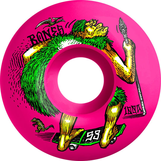Bones OG Formula NEONderthal V4 Wide 53mm 100a Wheels - Pink (Set of 4) - X747X