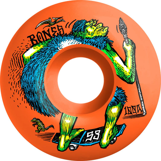 Bones OG Formula NEONderthal V4 Wide 53mm 100a Wheels - Orange (Set of 4) - X747X