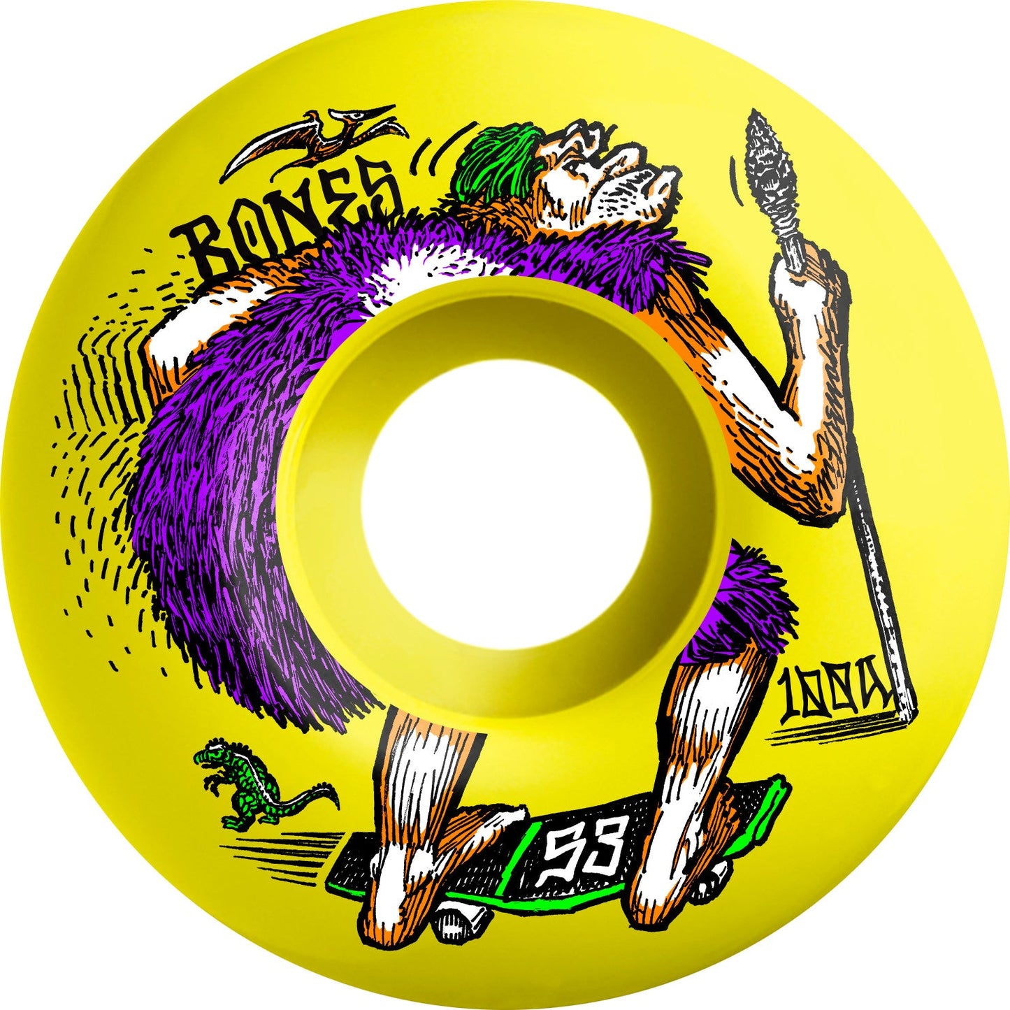Bones OG Formula NEONderthal V4 Wide 53mm 100a Wheels - Yellow (Set of 4) - X747X