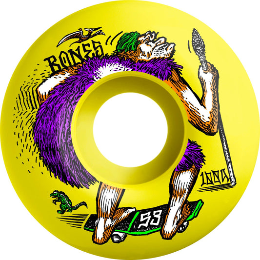 Bones OG Formula NEONderthal V4 Wide 53mm 100a Wheels - Yellow (Set of 4) - X747X