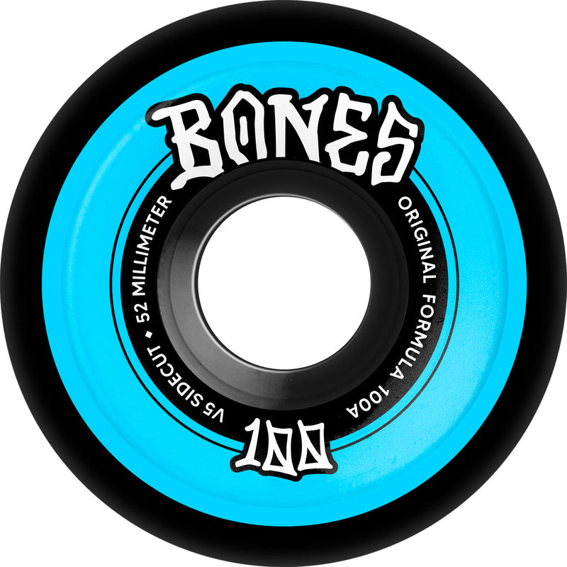 Bones OG 100's Original Formula V5 Sidecut 52mm 100a Wheels - Black (Set of 4) - X747X