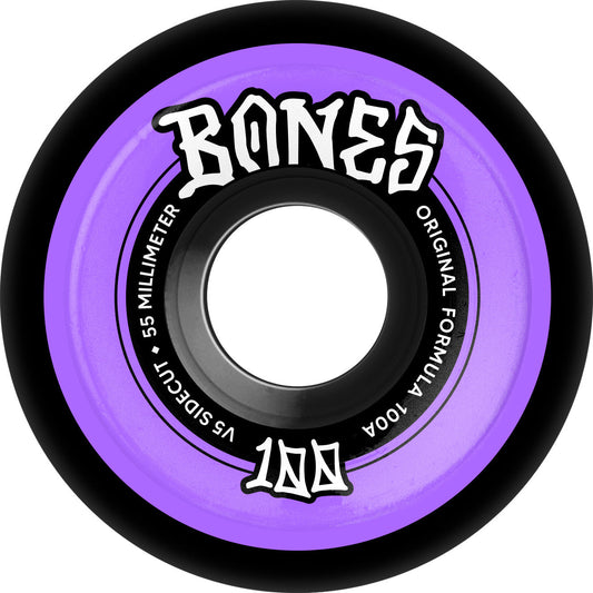 Bones OG 100's Original Formula V5 Sidecut 55mm 100a Wheels - Black (Set of 4) - X747X