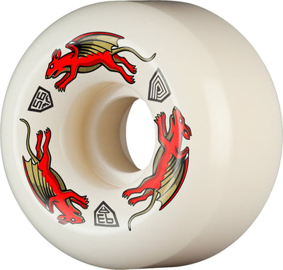 Powell Peralta Nano Rats AV6 Asymmetrical Shape Dragon Formula Wheels 56x36mm 93A - Off White (Set of 4) - X747X