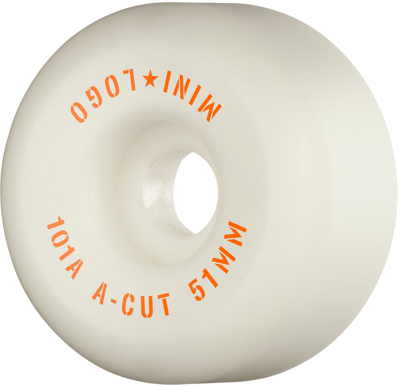 Mini Logo Wheels A-Cut "2" 51mm 101a - White (Set of 4) - X747X