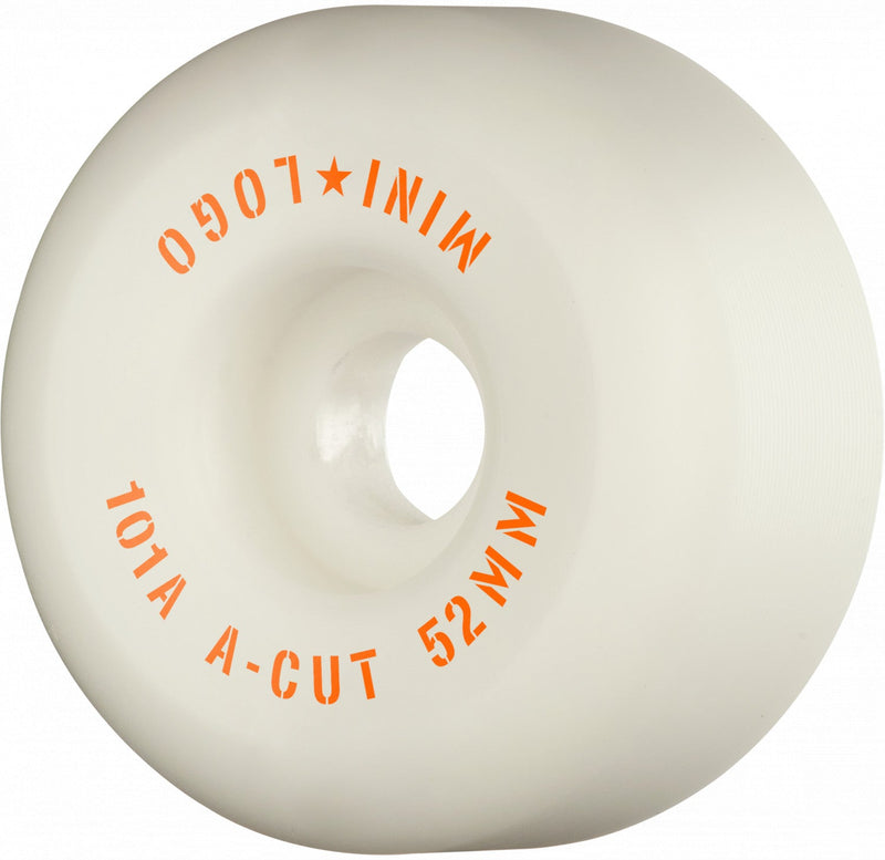 Mini Logo Wheels A-Cut "2" 52mm 101a - White (Set of 4) - X747X