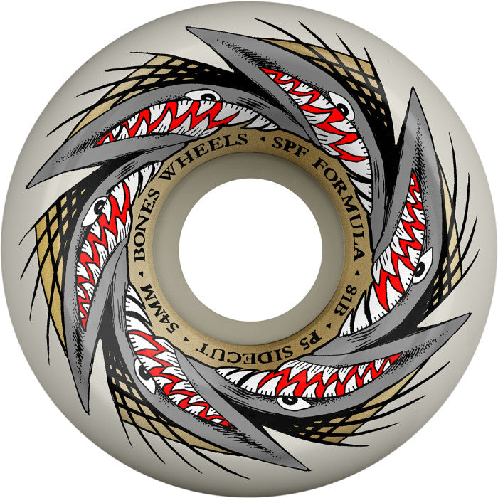 Bones SPF Pool Sharknado P5 Sidecut 54mm 101a Wheels - White (Set of 4) - X747X