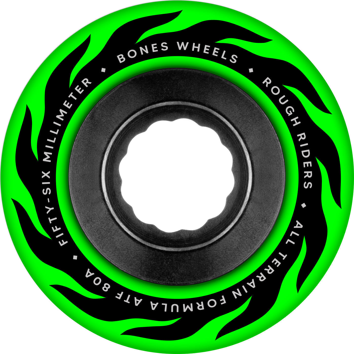 Bones ATF Rough Rider Eternal Flame 56mm 80a Wheels - Green (Set of 4) - X747X
