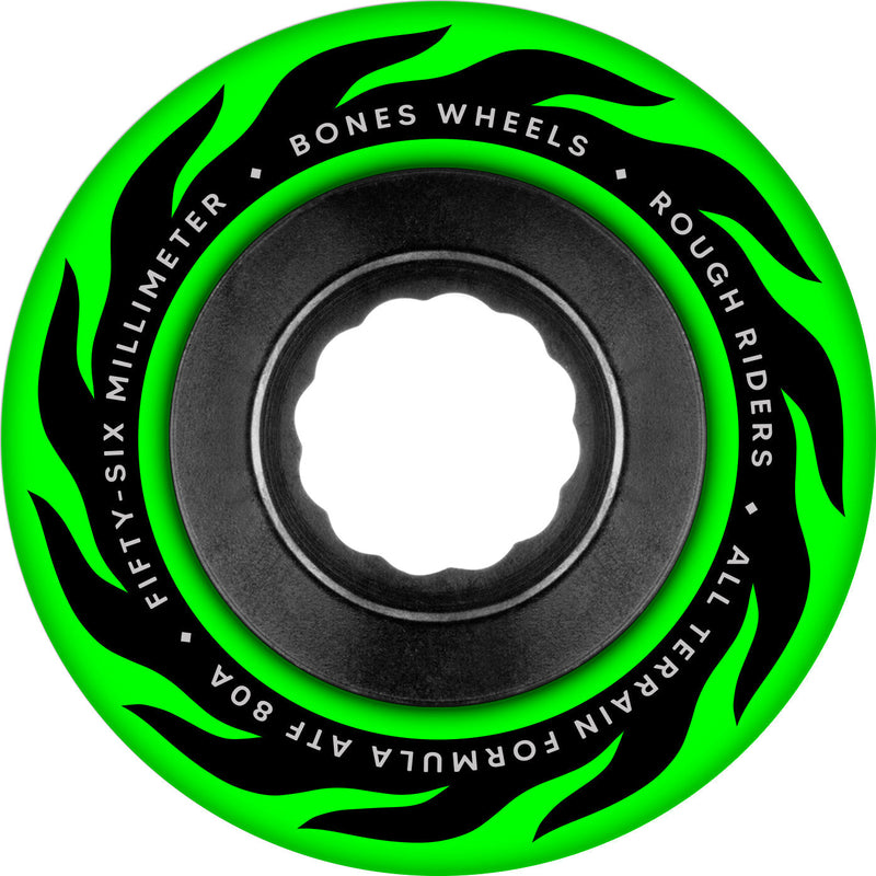 Bones ATF Rough Rider Eternal Flame 56mm 80a Wheels - Green (Set of 4) - X747X