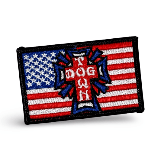 Dogtown USA Flag Embroidered Patch 3” - X747X