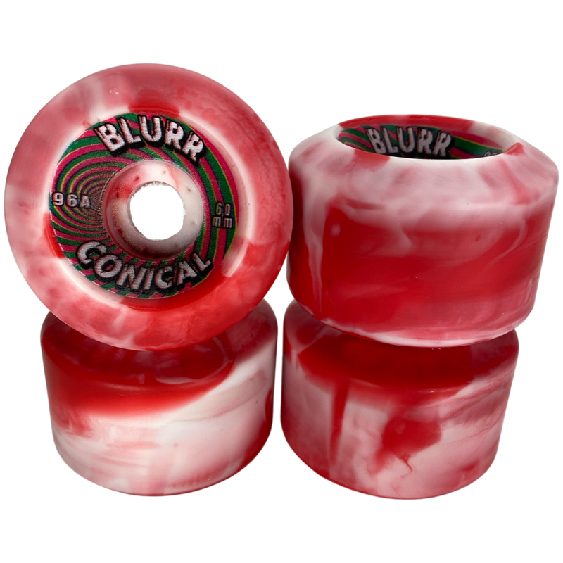 VISION Blurr 60mm 96A Swirl Red / White Swirl Skateboard Wheels - X747X