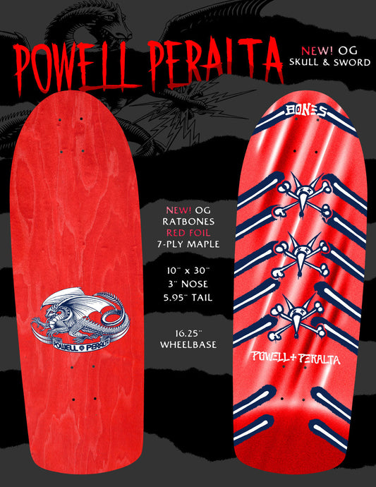 *Pre-Order* Powell Peralta OG Vato Rat Bones Red Foil 10" Skateboard Deck - X747X
