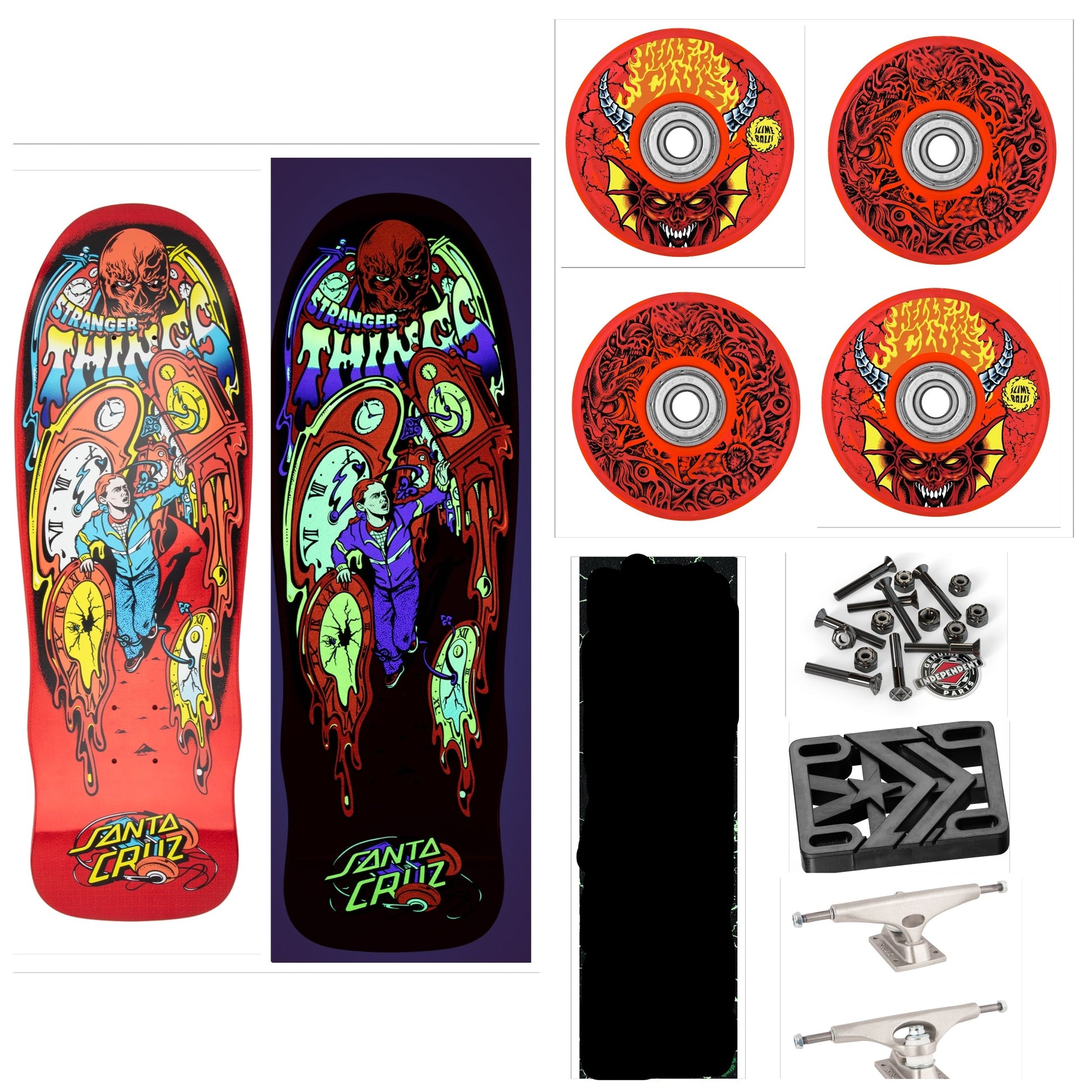 SANTA CRUX x STRANGER THINGS GRABKE MAX MELTING CLOCK 9.7" COMPLETE SKATEBOARD DECK - X747X