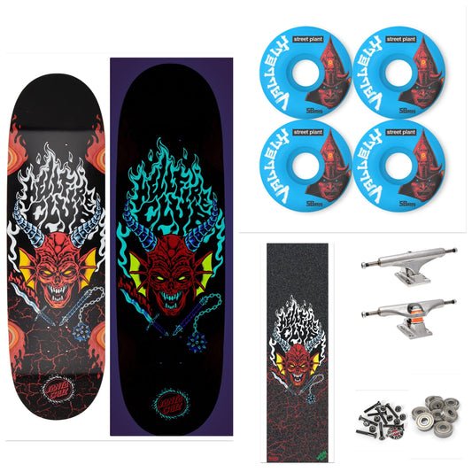 SANTA CRUZ x STRANGER THINGS HELLFIRE CLUB FLAMES 9" COMPLETE SKATEBOARD - X747X