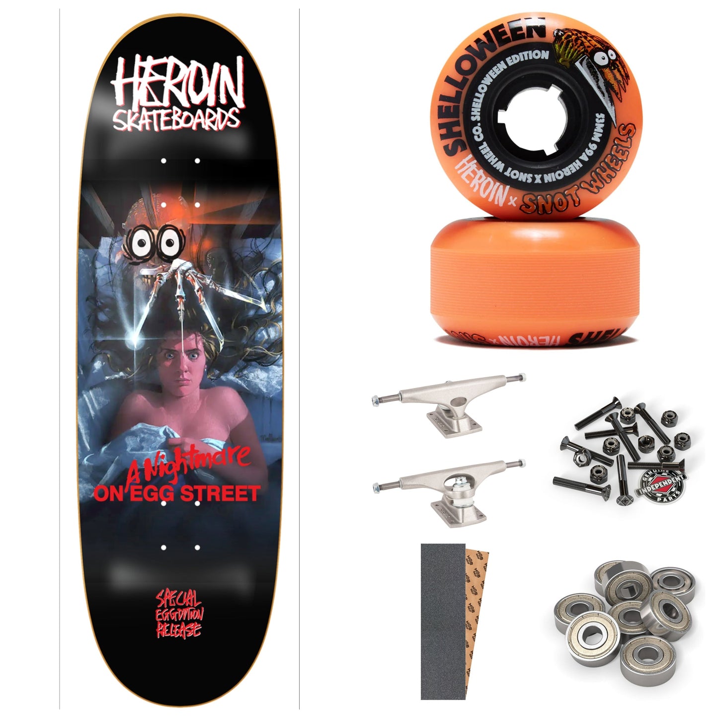 HEROIN Nightmare On Egg Street 9.875" COMPLETE SKATEBOARD - X747X