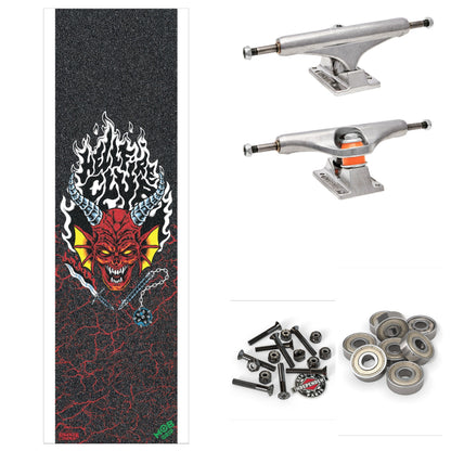 SANTA CRUZ x STRANGER THINGS HELLFIRE CLUB FLAMES 9" COMPLETE SKATEBOARD - X747X