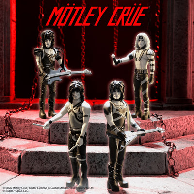 Super7 x Mötley Crüe - Mick Mars, Nikki Sixx, Tommy Lee & Vince Neil (Shout At The Devil B&W) ReAction Figures